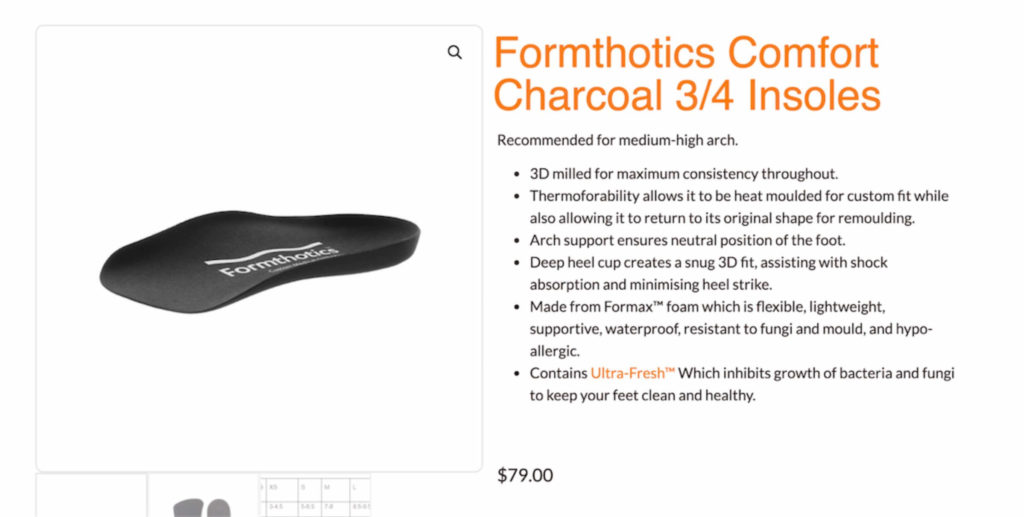 Image of Formthotics shoe insoles available on feetcare.sg