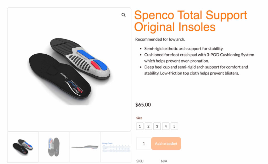 Image of Spenco shoe insoles available on feetcare.sg