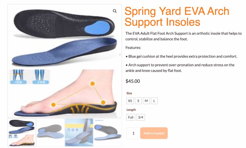 Image of Spring Yard shoe insoles available on feetcare.sg