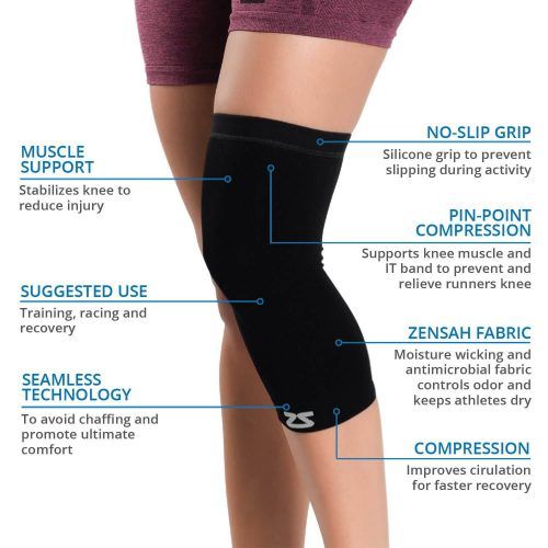 Zensah Knee Compression Sleeve, (Unisex) Knee support