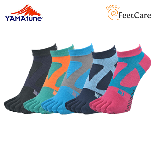 YAMAtune Spider Arch Compression 5 Toe Short Socks with Non-Slip 