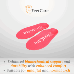 FeetCare Red Premium Insoles | Full Length Unisex Orthotics Balance Insoles | Flat Foot, Plantar Fasciitis, Bunion